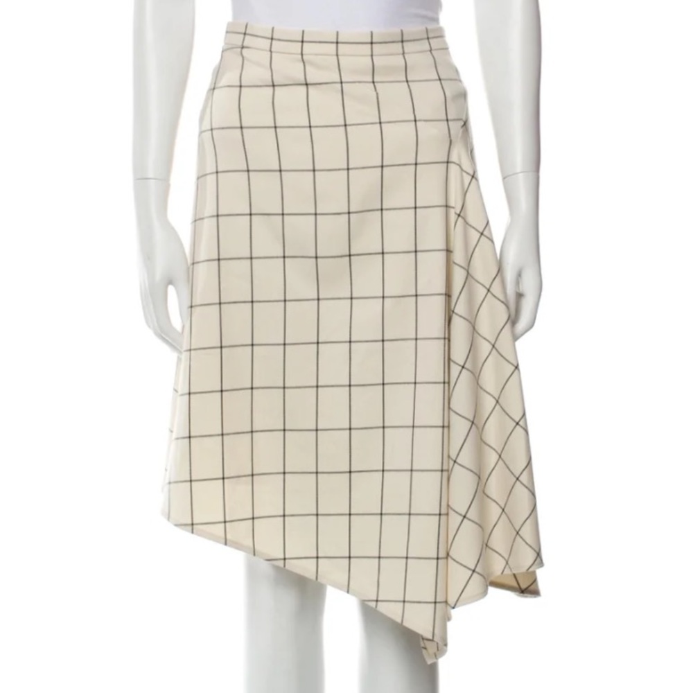 Joie XS Cream Mini Skirt Asymmetrical Dress Windowpane Check